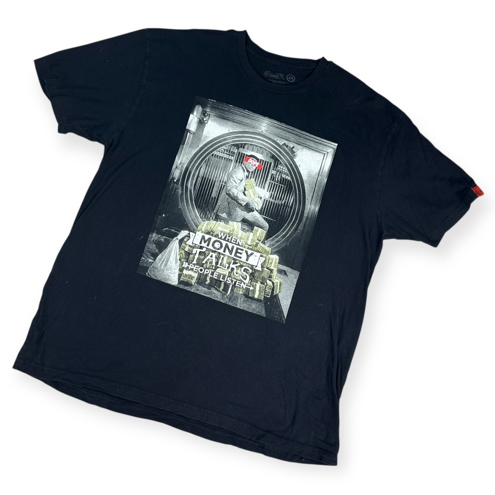 Fly Supply Mens Black Graphic T Shirt 2X "When Money‎ Talks People Listen" Print - Picture 3 of 10